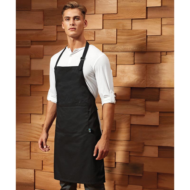 Cotton bib apron, organic and Fairtrade certified - Black One Size